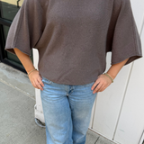 Mia Crewneck Batwing Sweater - Dark Mocha