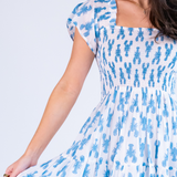 Lil Smocked Mini Dress - Lobsters Carolina Blue