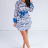 Kissy Belted Mini Shirtdress - Mini Clove Blue Mix