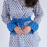 Kissy Belted Mini Shirtdress - Mini Clove Blue Mix