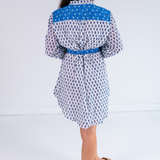 Kissy Belted Mini Shirtdress - Mini Clove Blue Mix