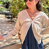 Karli Stitch Detail Cardigan - Oatmeal