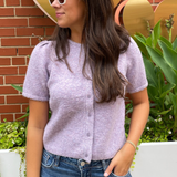 Nola Short Sleeve Button Down Cardigan - Lavender