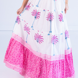 Lucy Smocked Maxi Skirt - Palm Tile Pink