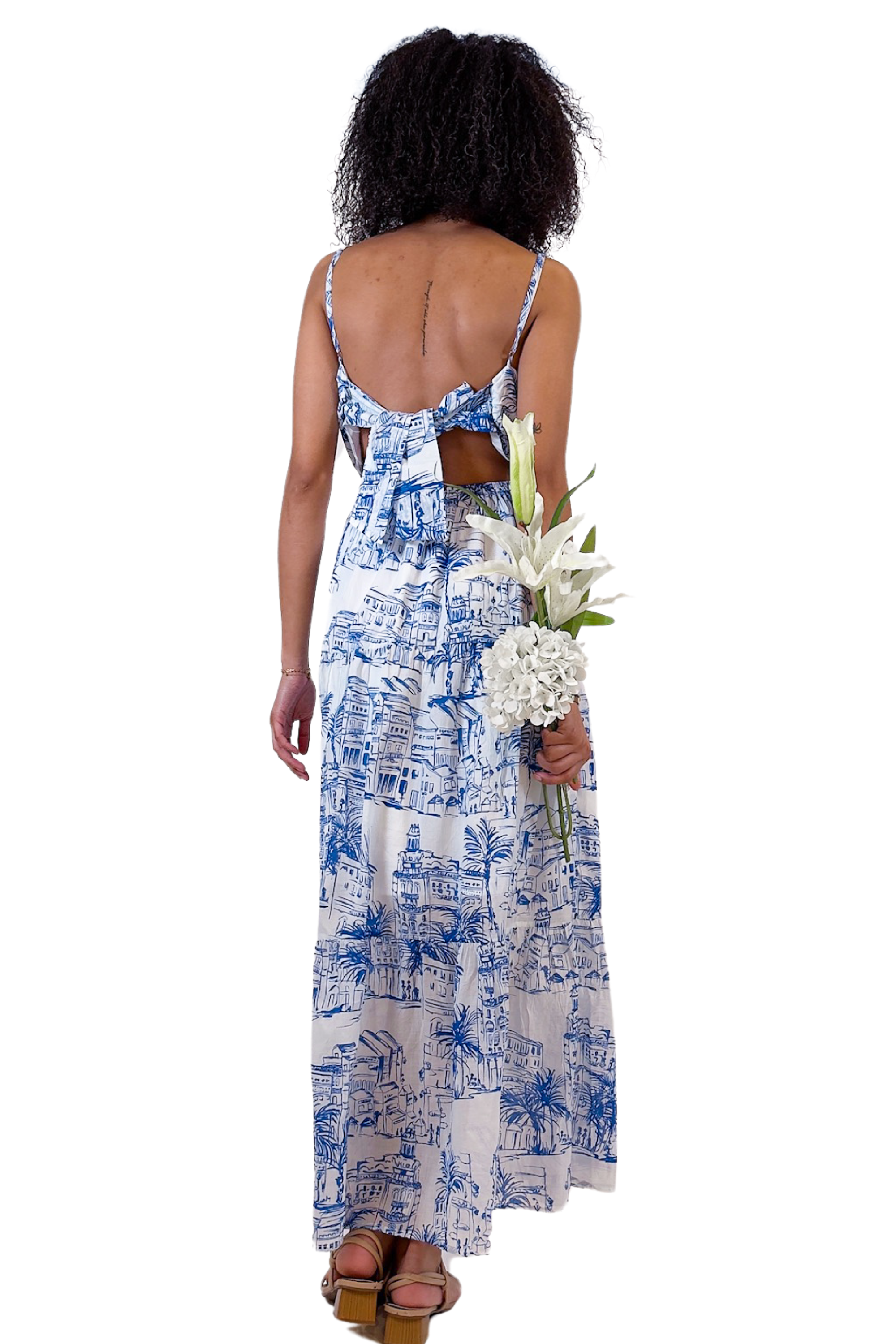 Santorini Sketch Maxi Dress - Blue