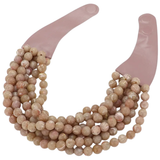 Chunky Bead Layered Necklace - Light Brown