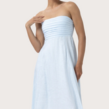 Talia Strapless Linen Maxi Dress - Powder