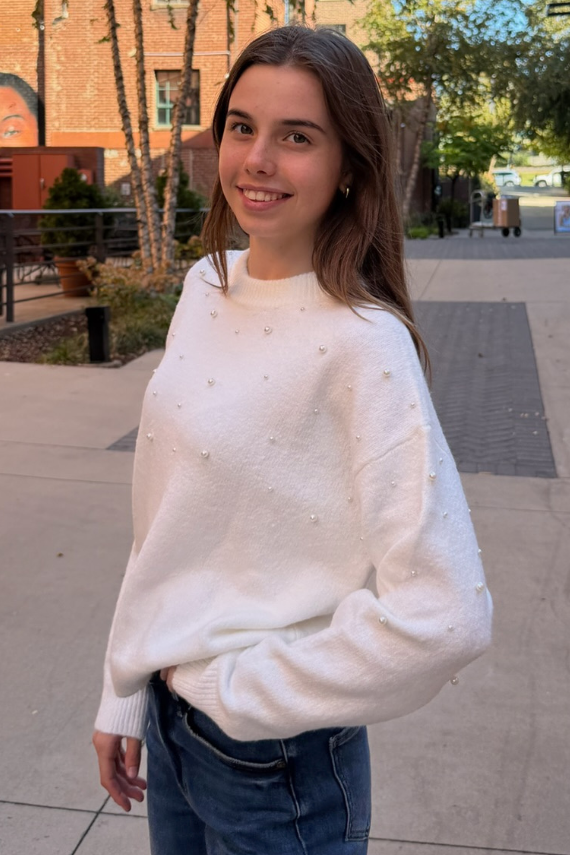 Pearl Detail Sweater - Ivory