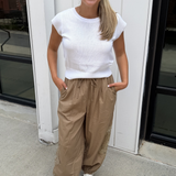 Aida Lace Detail Balloon Pant - Wood Brown