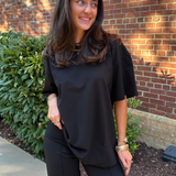 Brooke Ponte Knit Big Shirt - Black