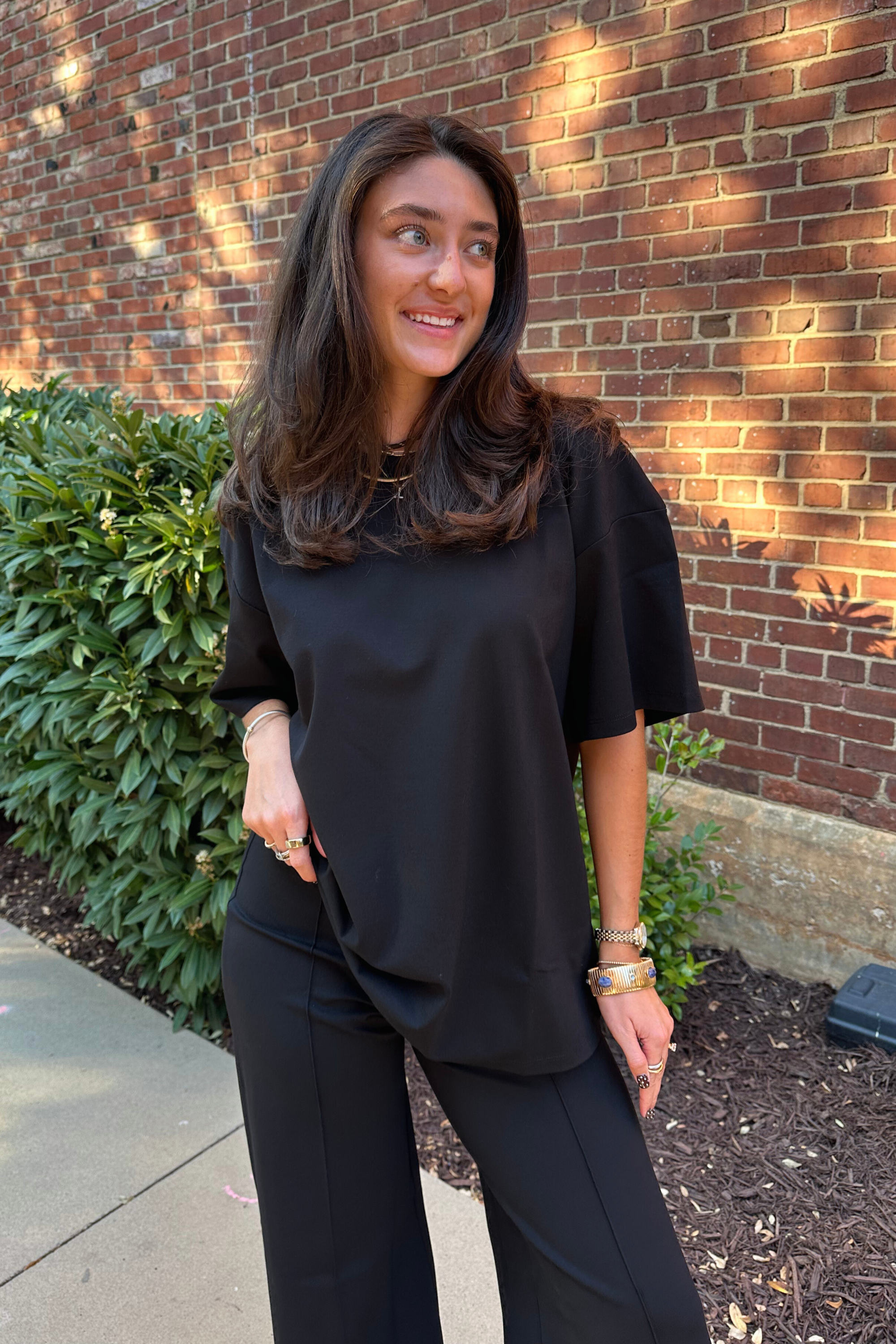 Brooke Ponte Knit Big Shirt - Black