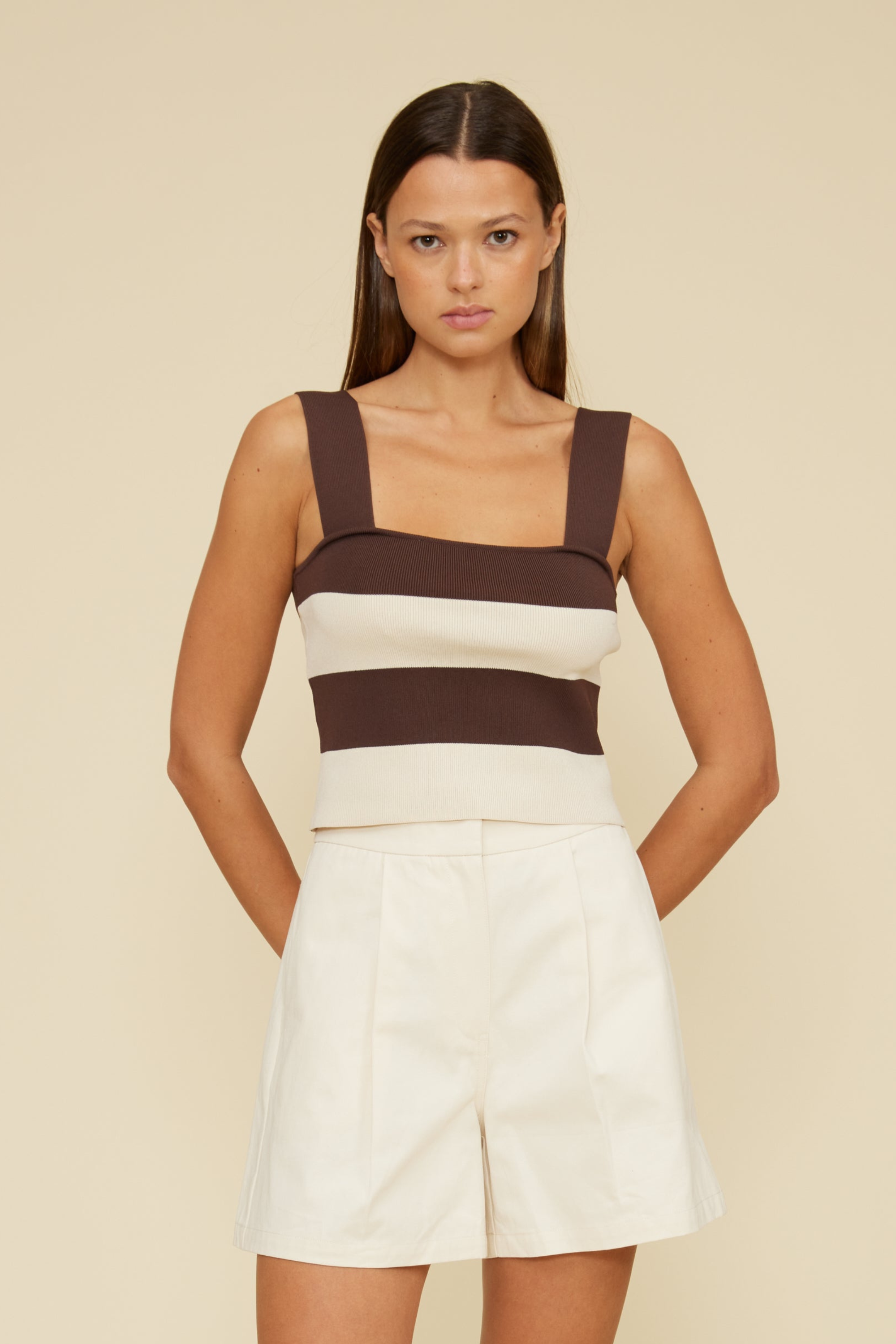 Lula Knit Stripe Top - Brown/Cream
