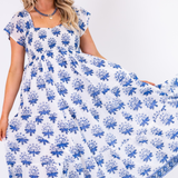 Abby Sweetheart Maxi Dress - Firecracker Cornflower