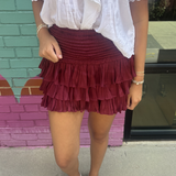 Emily Ruffle Mini Skirt - Maroon