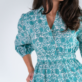 Rita Collared Mini Dress - Sage Vine