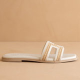 Ena Raffia Slide - White