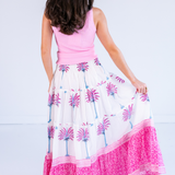 Lucy Smocked Maxi Skirt - Palm Tile Pink
