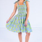 Joy Bow Mini Dress - Shells Lime Navy