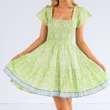 Lil Smocked Mini Dress - Blossom Lime