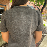 Nola Short Sleeve Button Down Cardigan - Charcoal Mocha