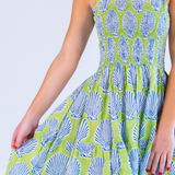 Joy Bow Mini Dress - Shells Lime Navy