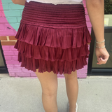 Emily Ruffle Mini Skirt - Maroon