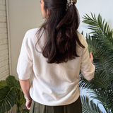 Vienna 3/4 Knit Top Classic - Ivory