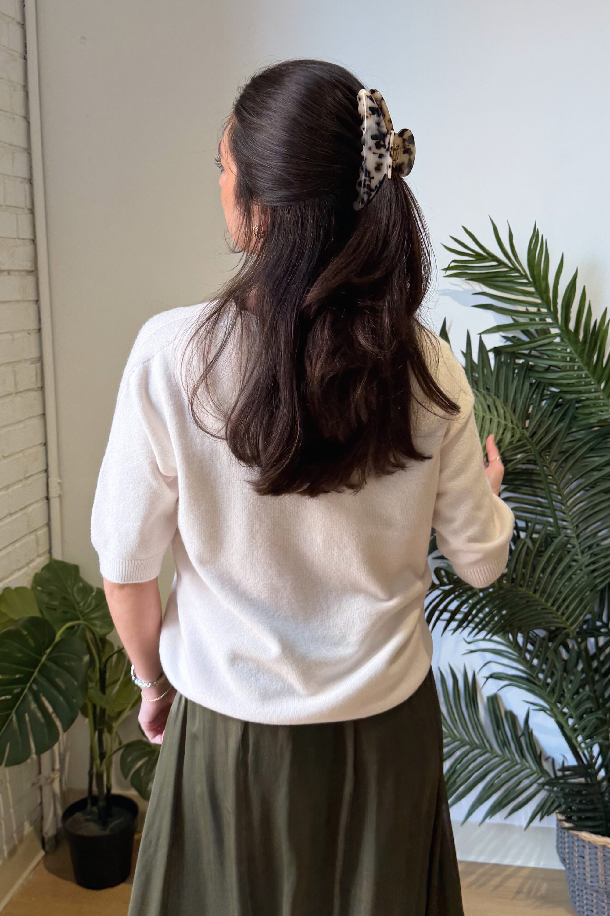 Vienna 3/4 Knit Top Classic - Ivory