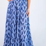 Lucy Smocked Maxi Skirt - Navy Lobsters/Blue Stripe