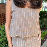 Phuket Squareneck Top - Brown Stripe