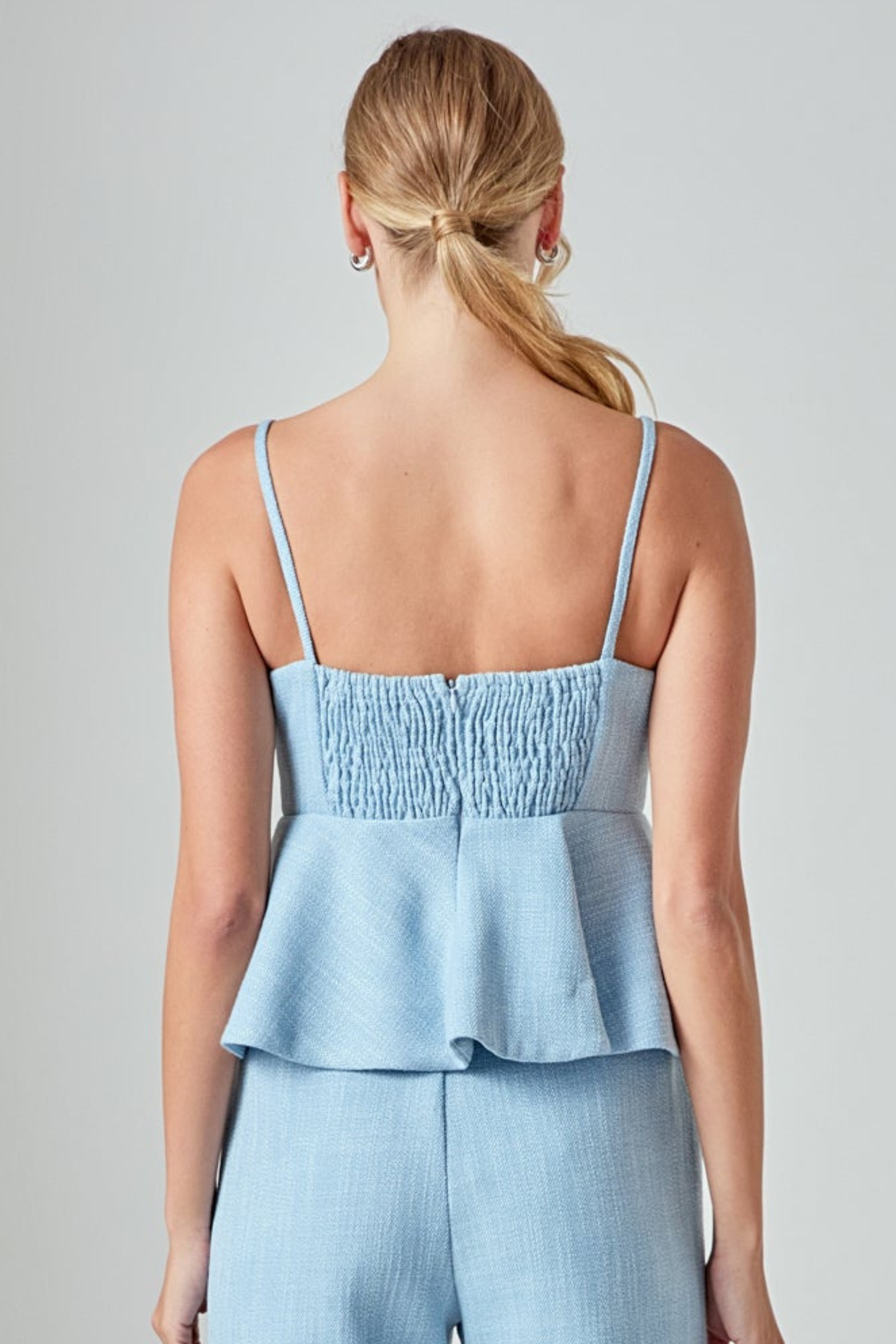 Cordi Tweed Ruffle Babydoll Top - Blue