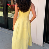 Patti Square Neck Midi Dress - Lemon