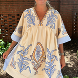 Kaci Embroidered Mini Dress - Blue