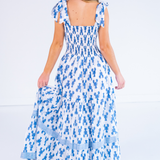 Joy Bow Maxi Dress - Lobsters Bright Blue