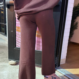 Kathy Crop Knit Flare Cozy Pant - Chocolate Brown
