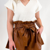 Juana Vegan Leather Shorts - Rust