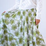 Britt Smocked Midi Skirt - Palms Green