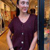 Rosie V-Neck Knit Vest - Wine
