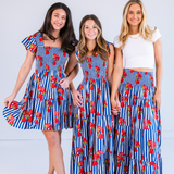 Lil Smocked Mini Dress - Strawberry Stripe Navy