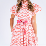 Louise Flutter Sleeve Blockprint Maxi Dress - Mini Clove Peach