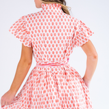 Louise Flutter Sleeve Blockprint Maxi Dress - Mini Clove Peach