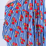 Joy Bow Maxi Dress - Strawberry Stripe Navy