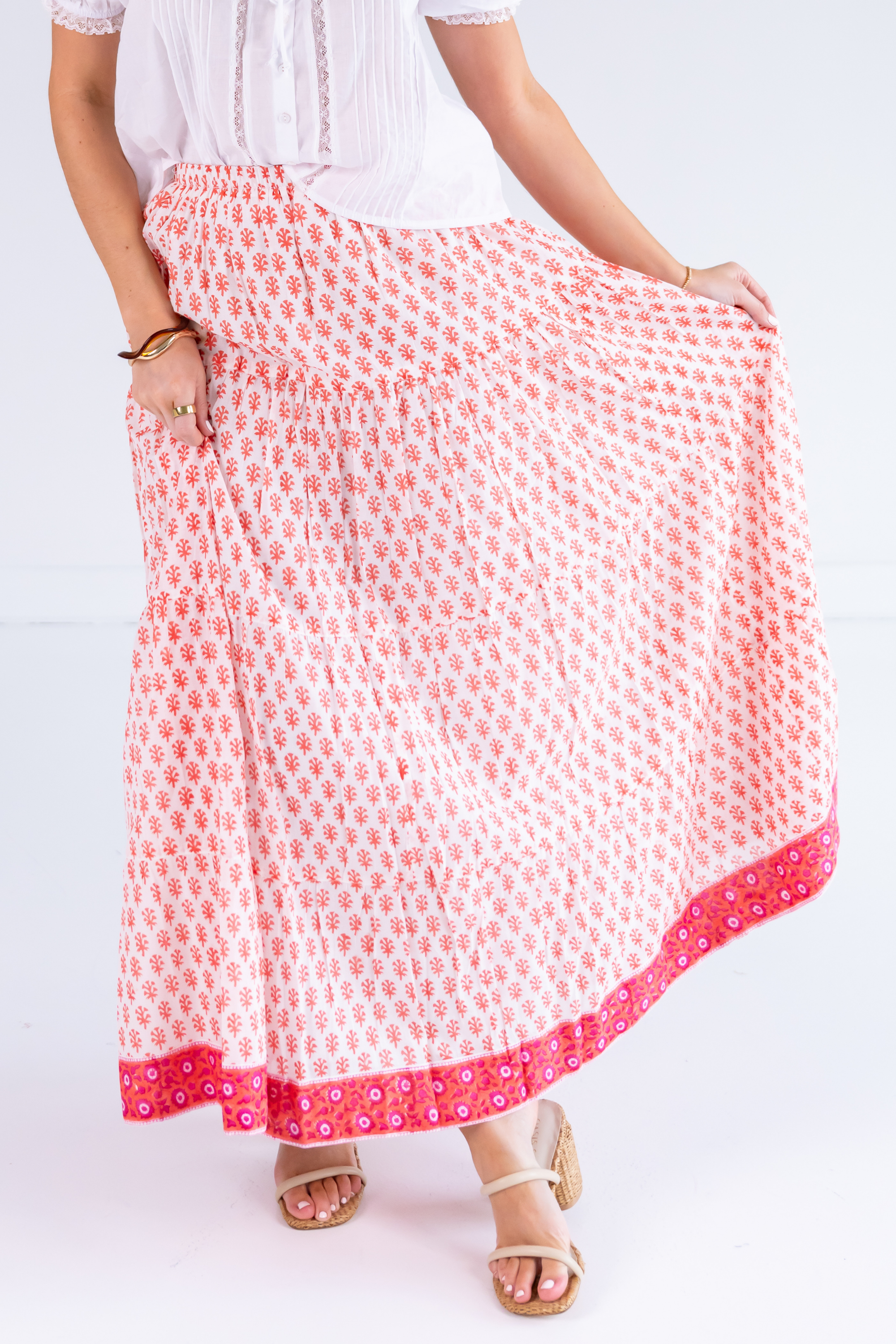 Jane Elastic Waist Maxi Skirt - Mini Clove Peach