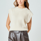 Rachel Roundneck Vest Knit Top - Cream