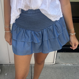 Lora Ruffle Mini Skirt - Denim