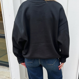 Favorite Daughter Collegiate Embroidery Sweatshirt - Black/Velvet White