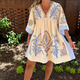 Kaci Embroidered Mini Dress - Blue