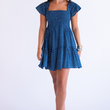 Lil Fall Smocked Mini Dress - Mini Dot Navy