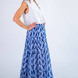 Lucy Smocked Maxi Skirt - Navy Lobsters/Blue Stripe