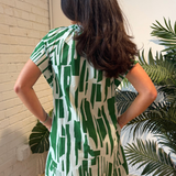 Gail Printed Mini Dress - Medium Green